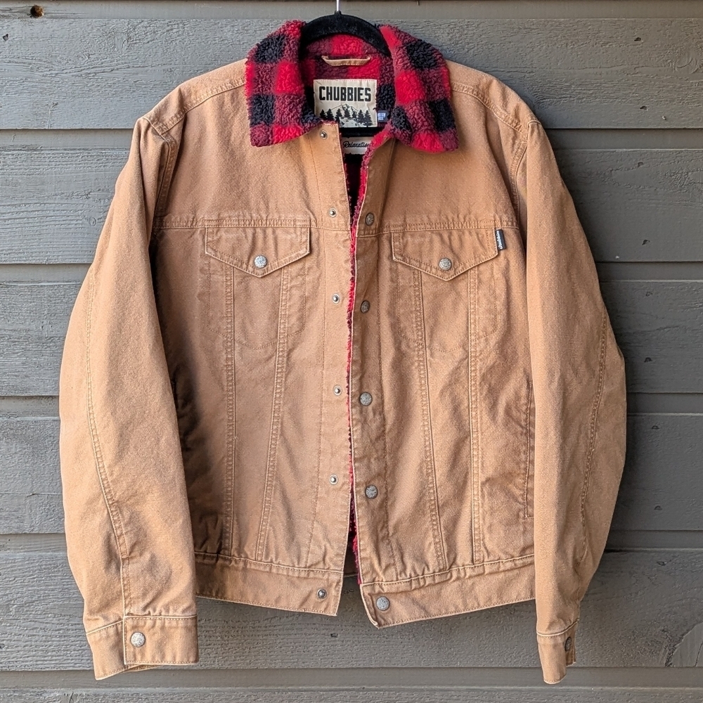Chubbies The Piston Trucker Jacket Canvas Buffalo Check Sherpa Lined Medium - Picture 7 of 10